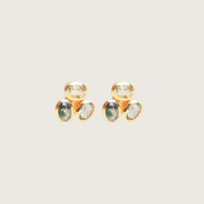 Jewelry - Ghani 18K Recycled Fine Gold Plated Green Amethyst / Green Tourmaline / Moss Agate Earrings - 925 Silver Posts - ZEN COLLECTIVE