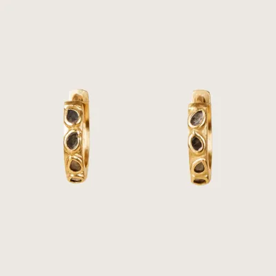 Jewelry - Aurea 18K Recycled Fine Gold Plated Earrings - 925 Silver Posts, Raw Diamond - ZEN COLLECTIVE