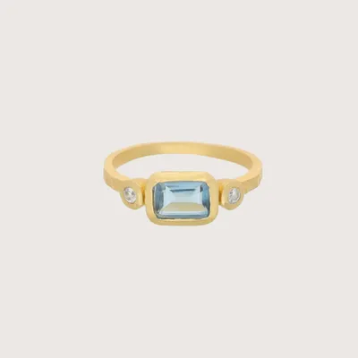Jewelry - Paru Blue Topaz Ring 18K Recycled Fine Gold Plated - ZEN COLLECTIVE