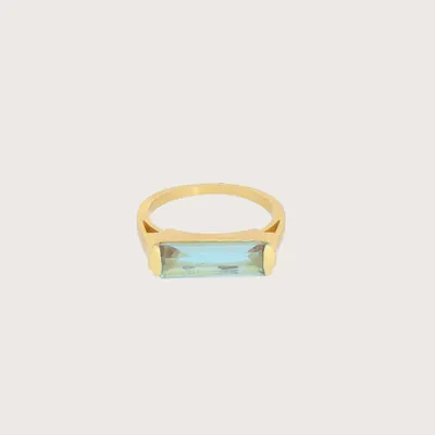 Jewelry - Geam 18K Recycled Fine Gold Plated Ring, Blue Topaz - ZEN COLLECTIVE