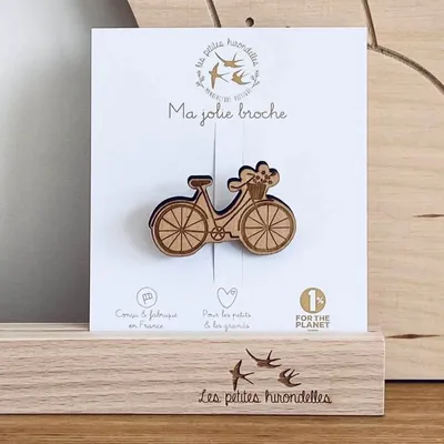 Broche en bois - Vélo bucolique - LES PETITES HIRONDELLES