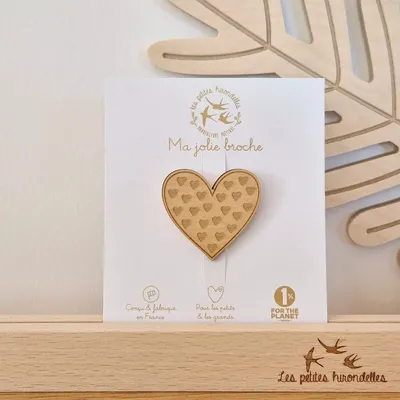 Broche en bois - Cœur - LES PETITES HIRONDELLES