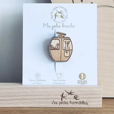 Broche en bois - Télécabine - LES PETITES HIRONDELLES