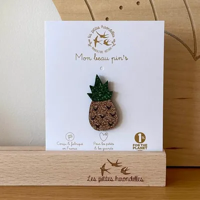 Pin's feutrine pailletée - Ananas - LES PETITES HIRONDELLES