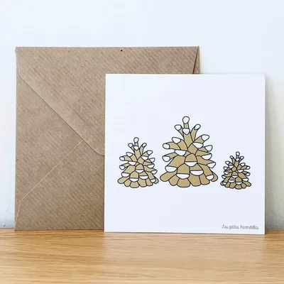 Papeterie bureau - Carte & enveloppe - 3 Pommes de Pin - LES PETITES HIRONDELLES