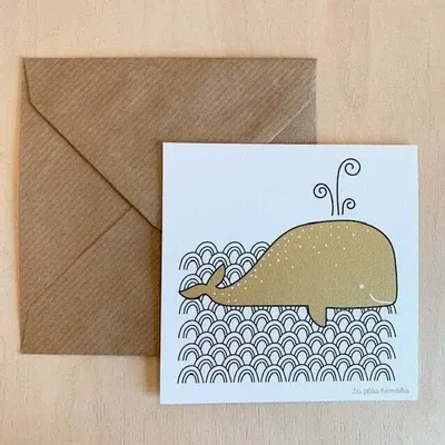 Papeterie bureau - Carte & enveloppe - Baleine - LES PETITES HIRONDELLES