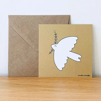 Papeterie bureau - Carte & enveloppe - Colombe Baptême Doré - LES PETITES HIRONDELLES
