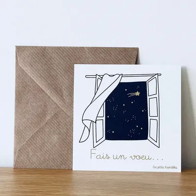 Papeterie bureau - Carte & enveloppe - Fais un vœu - LES PETITES HIRONDELLES