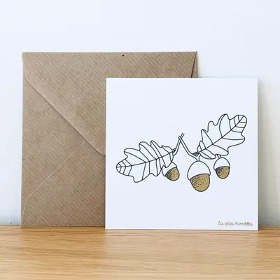 Papeterie bureau - Carte & enveloppe - Feuilles de chêne - LES PETITES HIRONDELLES