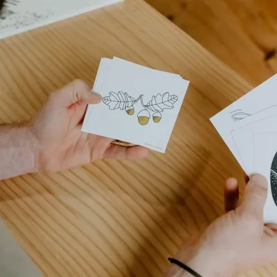 Papeterie bureau - Carte & enveloppe - Feuilles de chêne - LES PETITES HIRONDELLES