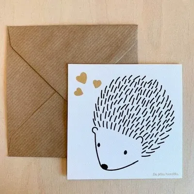 Papeterie bureau - Carte & enveloppe - Hérisson amoureux - LES PETITES HIRONDELLES