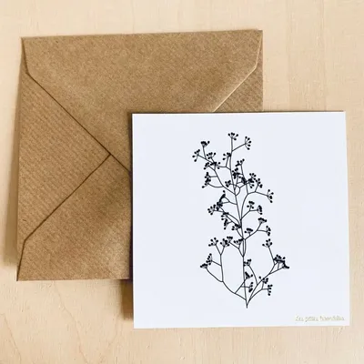 Papeterie bureau - Carte & enveloppe - Graminées ombelles - LES PETITES HIRONDELLES