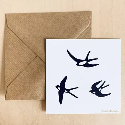 Papeterie bureau - Carte & enveloppe - Hirondelles noires - LES PETITES HIRONDELLES