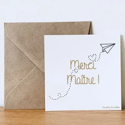 Papeterie bureau - Carte & enveloppe - Merci Maître - LES PETITES HIRONDELLES