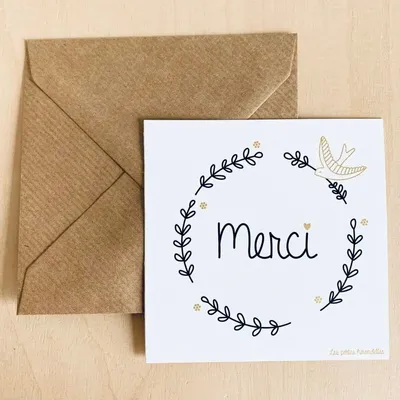 Papeterie bureau - Carte & enveloppe - Merci - LES PETITES HIRONDELLES