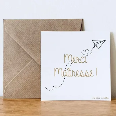 Papeterie bureau - Carte & enveloppe - Merci Maîtresse - LES PETITES HIRONDELLES