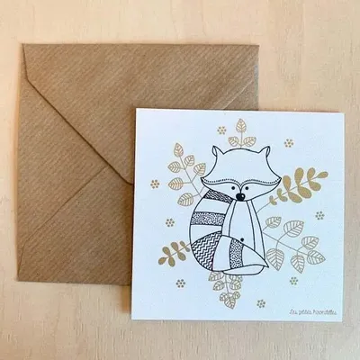 Papeterie bureau - Carte & enveloppe - Raton-laveur - LES PETITES HIRONDELLES