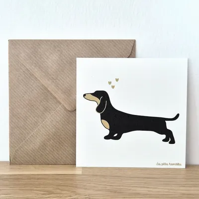 Papeterie bureau - Carte & enveloppe - Teckel - LES PETITES HIRONDELLES