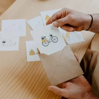 Papeterie bureau - Carte & enveloppe - Vélo - LES PETITES HIRONDELLES