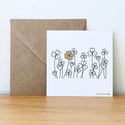 Papeterie bureau - Carte & enveloppe - Trèfles porte bonheur - LES PETITES HIRONDELLES