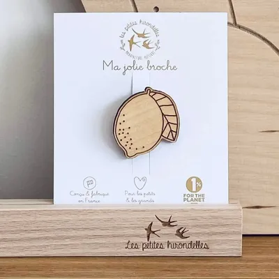 Broche en bois - Citron - LES PETITES HIRONDELLES