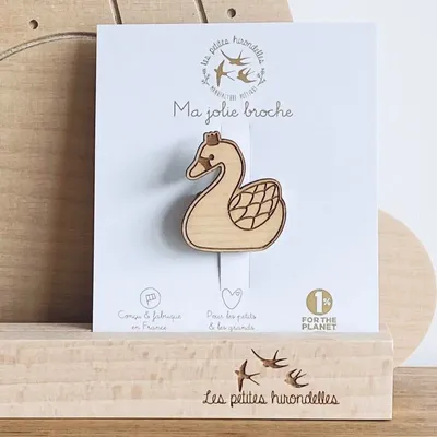 Broche en bois - Cygne - LES PETITES HIRONDELLES
