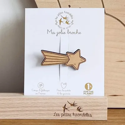 Wooden brooch - Shooting star - LES PETITES HIRONDELLES