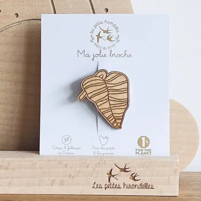Wooden brooch - Leaf - LES PETITES HIRONDELLES