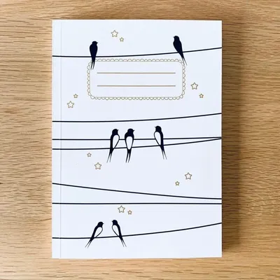 Papeterie bureau - Carnet en papier A5 - Pages blanches - Les hirondelles sur le fil - Ciel blanc - LES PETITES HIRONDELLES