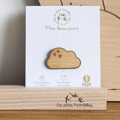 Pin's en bois - Nuage - LES PETITES HIRONDELLES