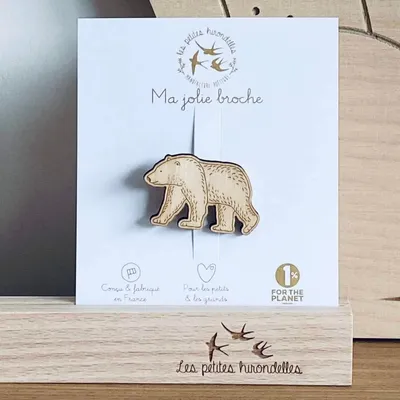 Pin's en bois - Ours - LES PETITES HIRONDELLES