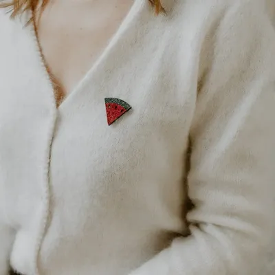 Pin's feutrine pailletée - Pastèque - LES PETITES HIRONDELLES
