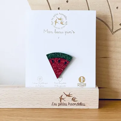 Pin's feutrine pailletée - Pastèque - LES PETITES HIRONDELLES