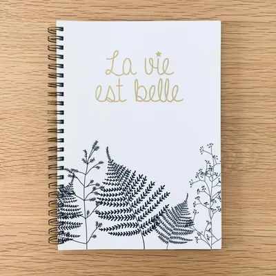 Papeterie bureau - Carnet en papier A5 - Spirales et lignes - La vie est belle - LES PETITES HIRONDELLES