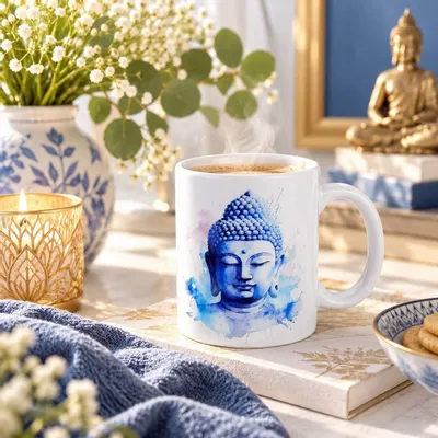 Cadeaux - Mug Bouddha bleu - MANDALASHOP