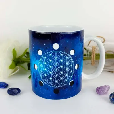 Cadeaux - Mug Fleur de Vie phases de la lune - MANDALASHOP