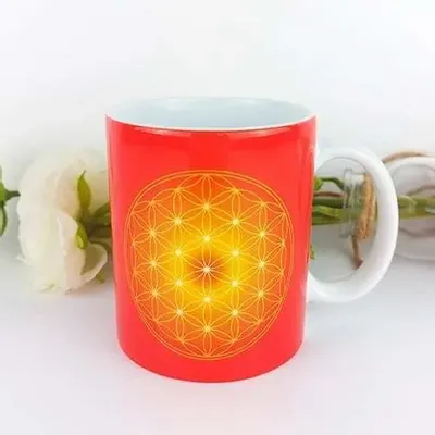Gifts - Orange Flower of Life Mug - MANDALASHOP