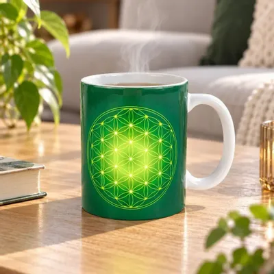 Gifts - Green Flower of Life Mug - MANDALASHOP