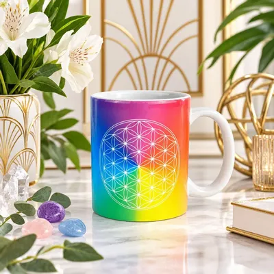 Gifts - 7-ray Flower of Life Mug - MANDALASHOP