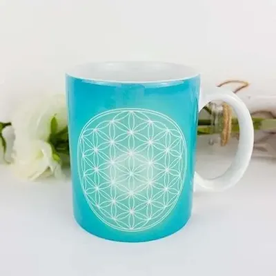 Gifts - Turquoise Flower of Life Mug - MANDALASHOP
