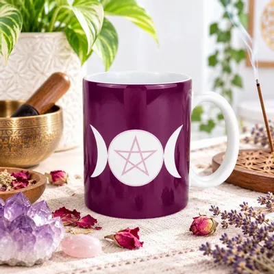 Gifts - Triple moon pentagram mug - MANDALASHOP