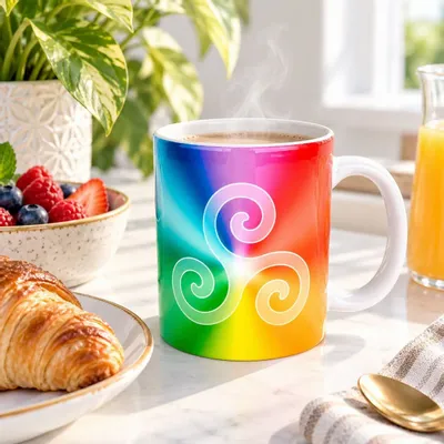 Gifts - Multicoloured Triskelion Mug - MANDALASHOP