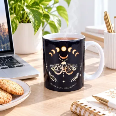 Gifts - Gold Luna Moth Mug - MANDALASHOP