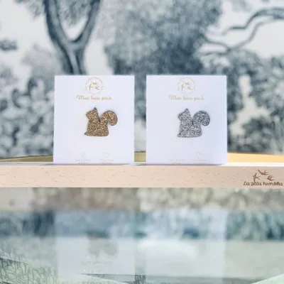 Brooches - Glitter felt pin's - Squirrel - Silver - LES PETITES HIRONDELLES
