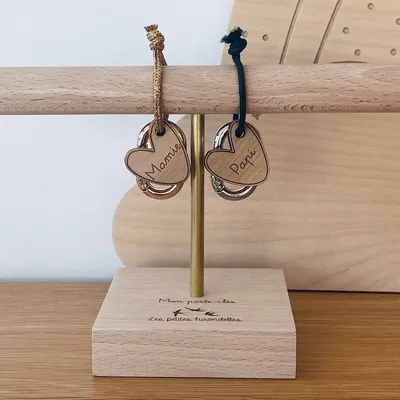 Cadeaux - Porte-clés en bois - Cœur Papi - LES PETITES HIRONDELLES