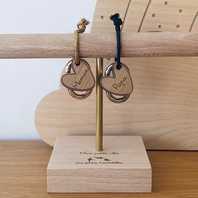 Cadeaux - Porte-clés en bois - Cœur Maman - LES PETITES HIRONDELLES