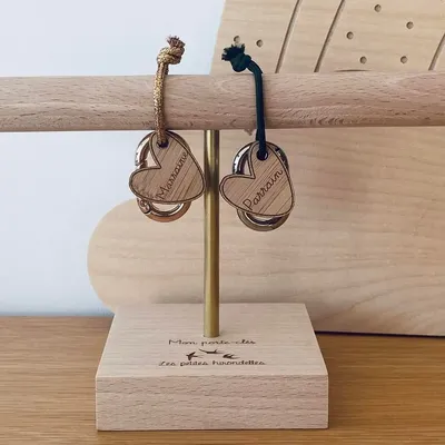 Cadeaux - Porte-clés en bois - Cœur Marraine - LES PETITES HIRONDELLES