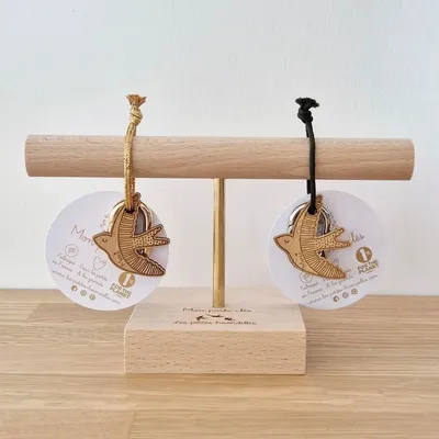 Cadeaux - porte-cles-en-bois-merci - LES PETITES HIRONDELLES