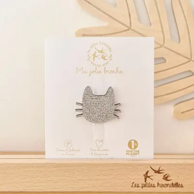 Broches - broche-feutrine-pailletee-chat-moustaches - LES PETITES HIRONDELLES