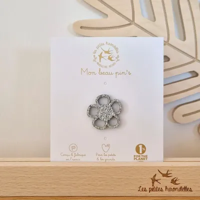 Broches - pin-s-feutrine-pailletee-fleur - LES PETITES HIRONDELLES